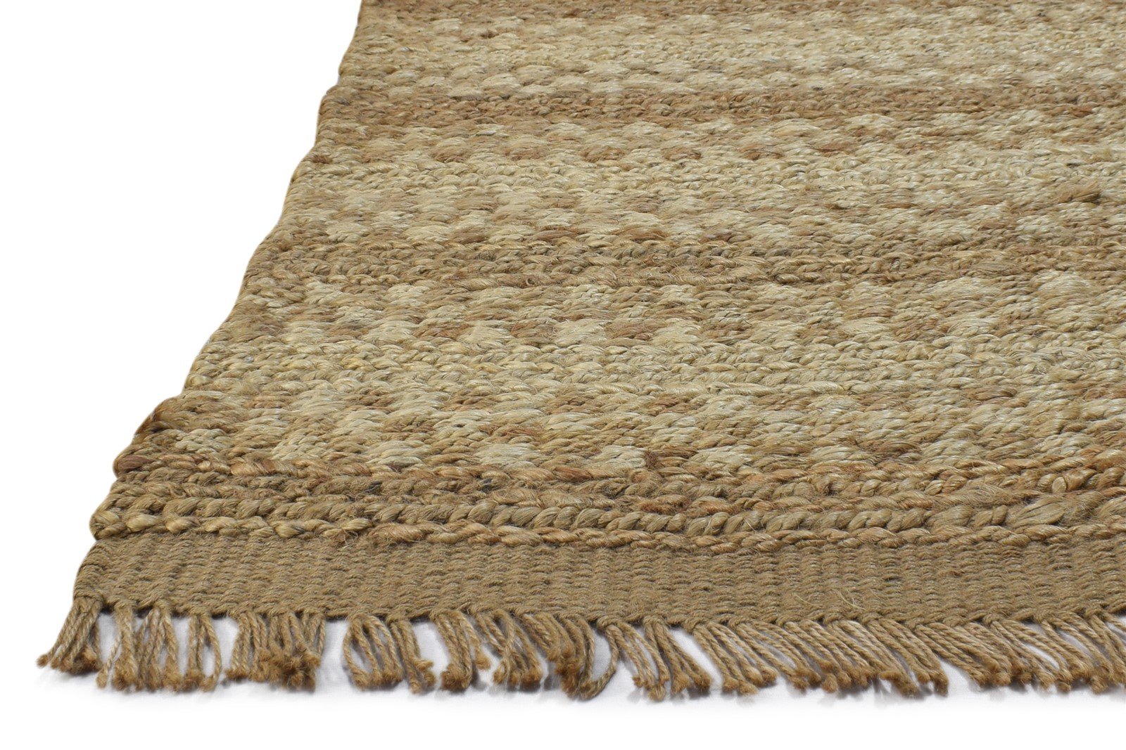 Hemp Gold Rug 2' X 4' Modern Hand Knotted Scandinavian Striped Small Carpet 7864502124693