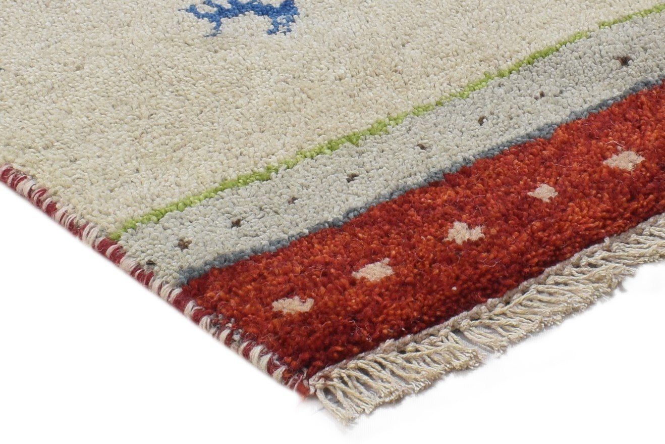 Hetti 100% Wool Sand Rug 1' X 2' Persian Hand Knotted Gabbeh Southwestern   7864215732373