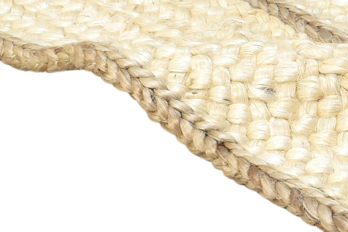Ivory Jute Rug 2' X 3' Modern Hand Woven Scandinavian Striped Small Carpet 7864960221333