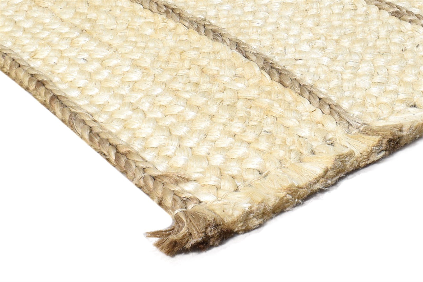 Ivory Jute Rug 2' X 3' Modern Hand Woven Scandinavian Striped Small Carpet 7864960221333