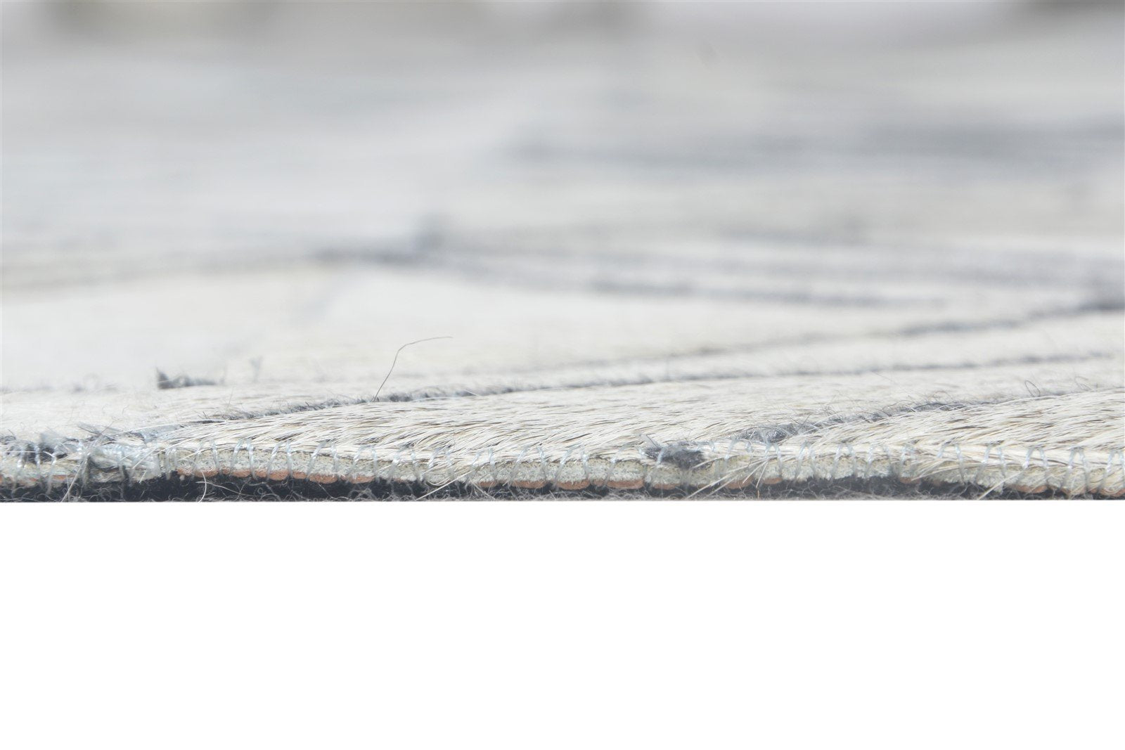 Ivory Leather Rug 5X8 Modern Hand Woven Scandinavian Diamond Room Size Carpet 7864583848085