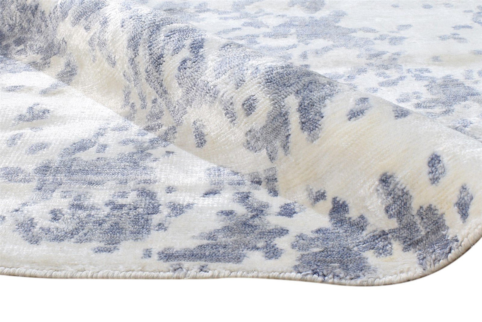 Ivory Rayon From Bamboo Rug 6X9 Modern Hand Knotted French Abstract Room Size 7864999018645
