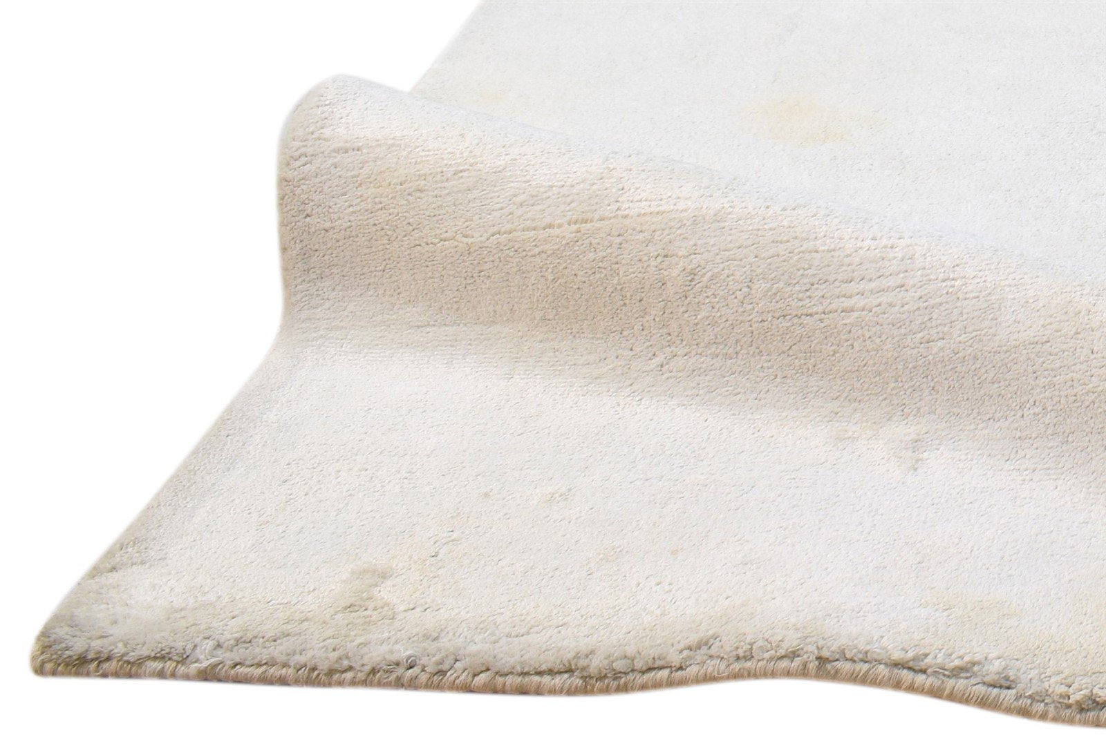 Ivory Silk Rug 2' X 3' Modern Handloom Scandinavian Solid Small Carpet 7860698513557