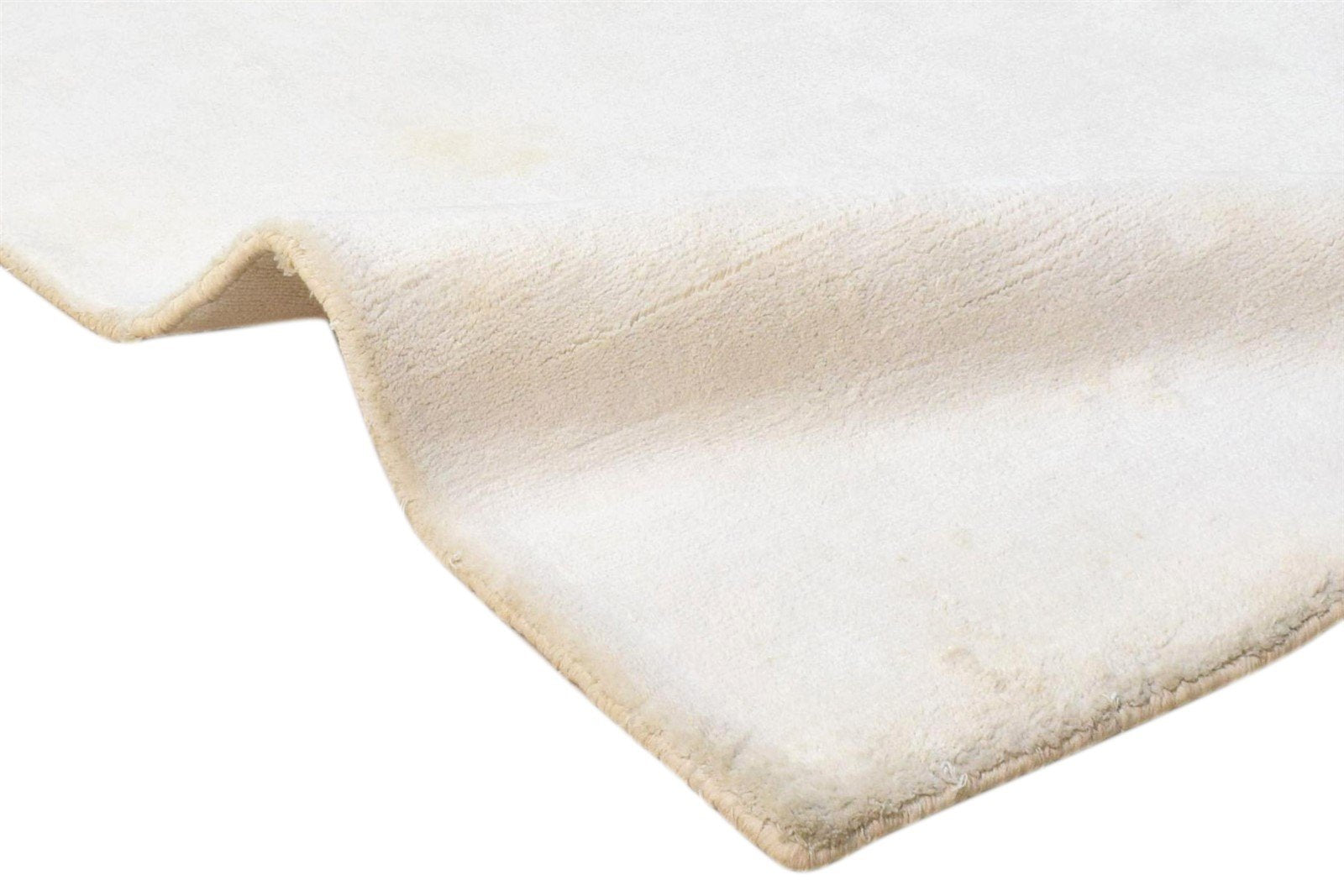 Ivory Silk Rug 2' X 3' Modern Handloom Scandinavian Solid Small Carpet 7860698513557