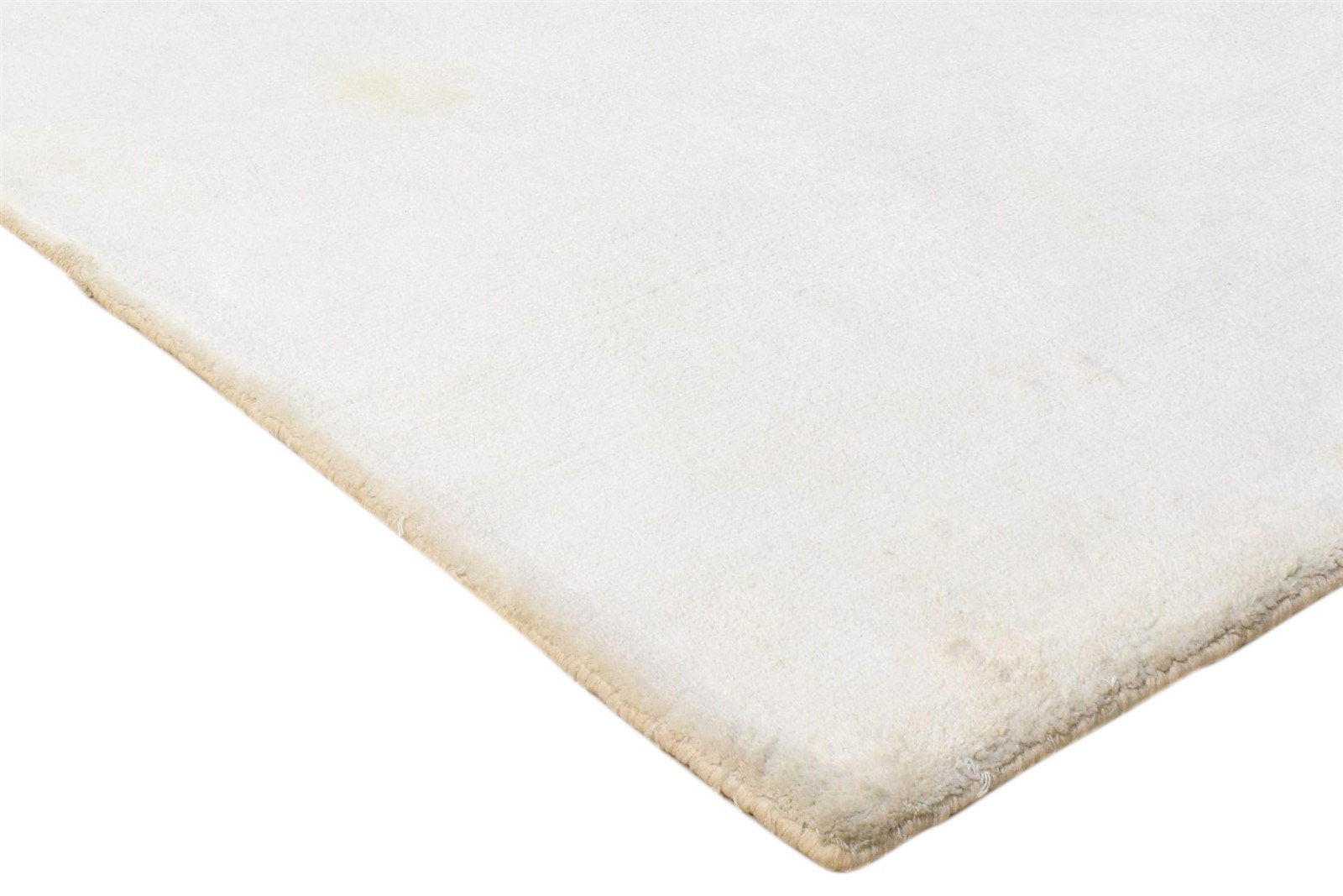 Ivory Silk Rug 2' X 3' Modern Handloom Scandinavian Solid Small Carpet 7860698513557