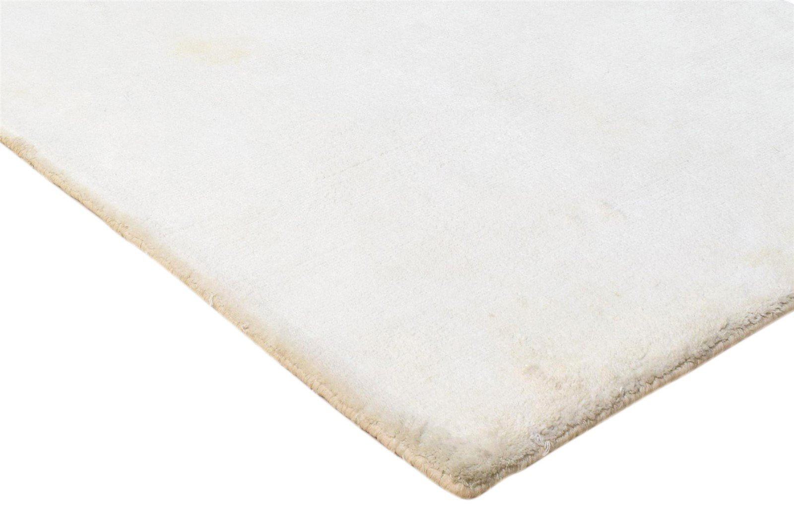 Ivory Silk Rug 2' X 3' Modern Handloom Scandinavian Solid Small Carpet 7860698513557