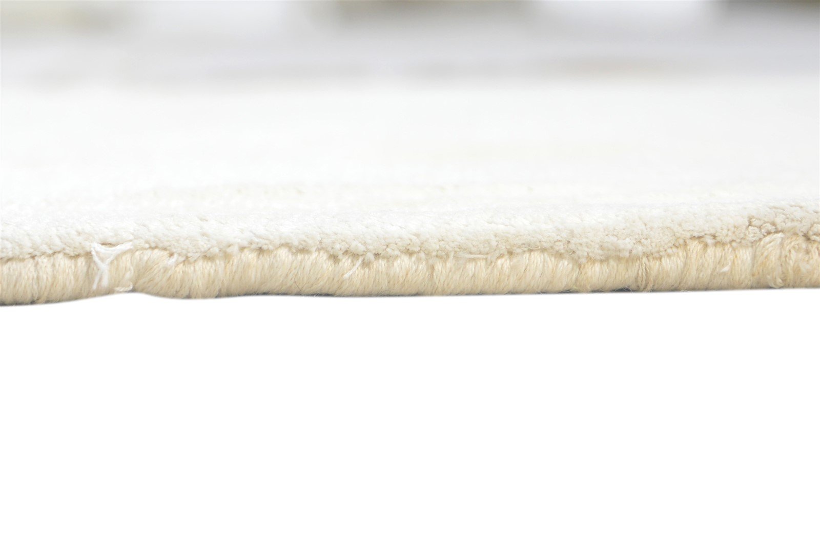 Ivory Silk Rug 2' X 3' Modern Handloom Scandinavian Solid Small Carpet 7860698513557