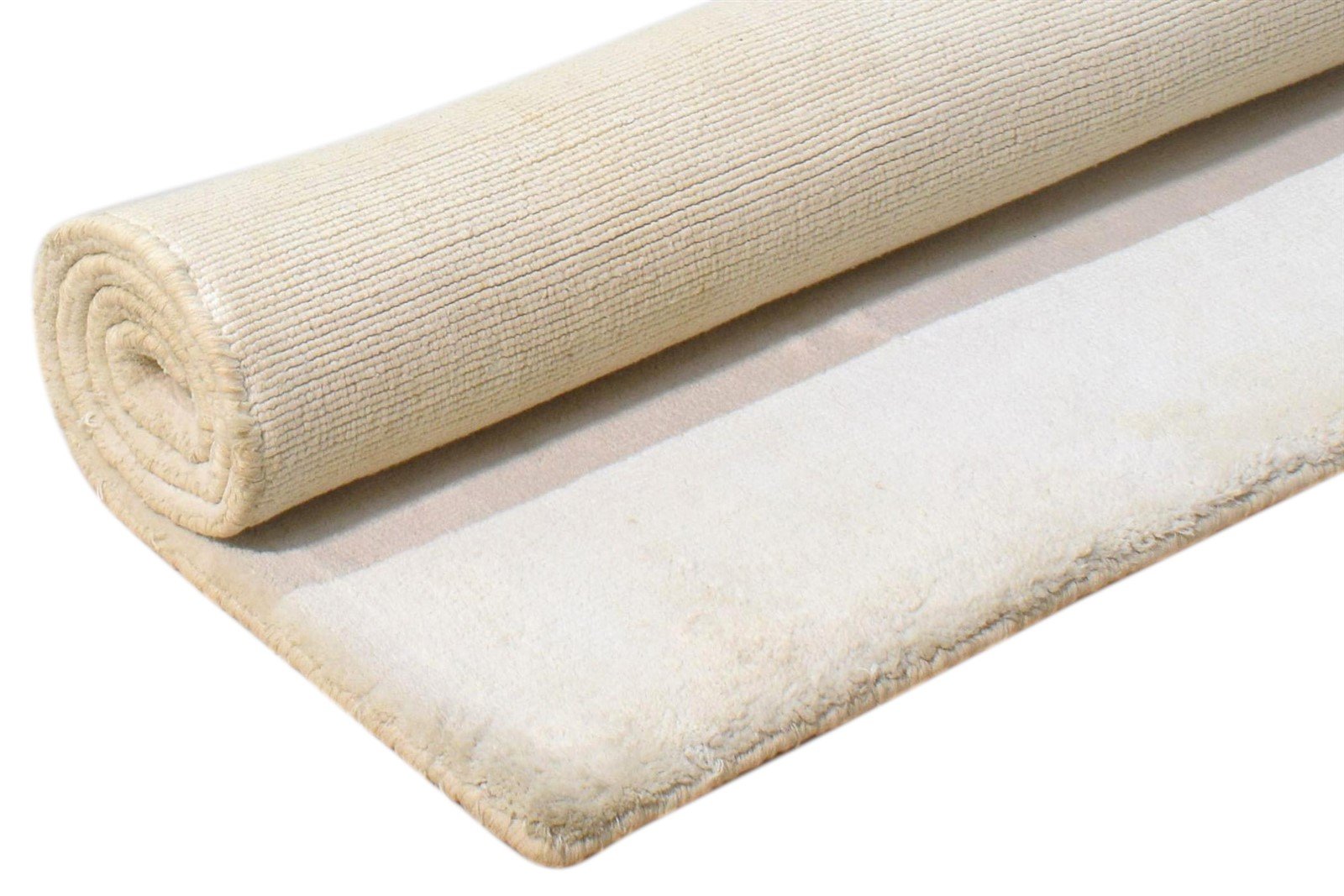 Ivory Silk Rug 2' X 3' Modern Handloom Scandinavian Solid Small Carpet 7860698513557