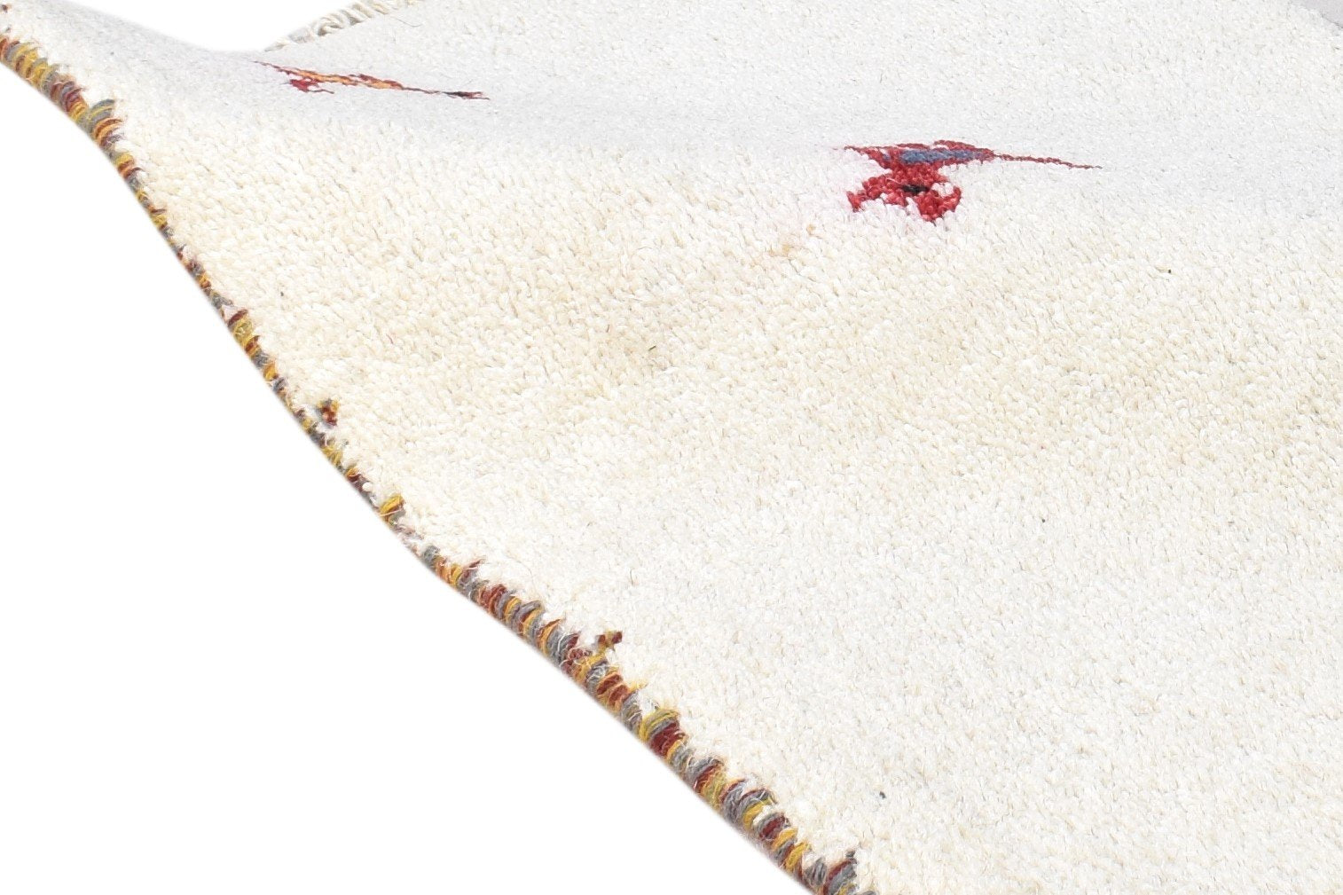 Ivory Wool Rug 1' X 2' Southwestern Hand Knotted American Tribal Small Carpet 7865060982933