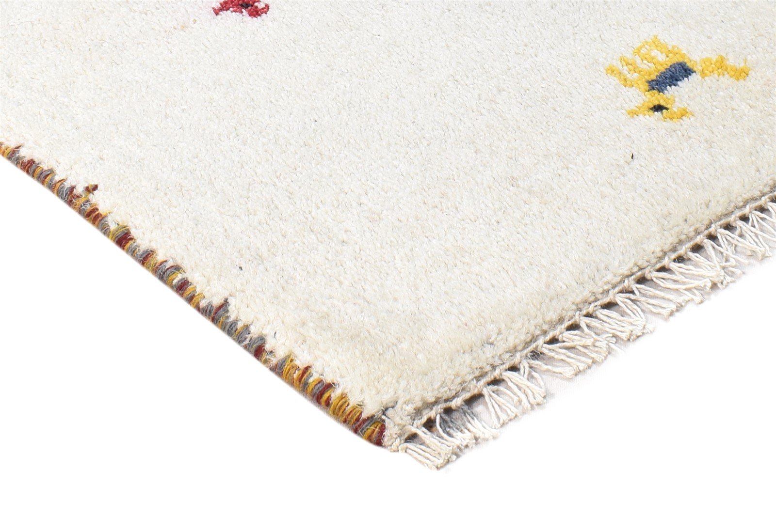 Ivory Wool Rug 1' X 2' Southwestern Hand Knotted American Tribal Small Carpet 7865060982933