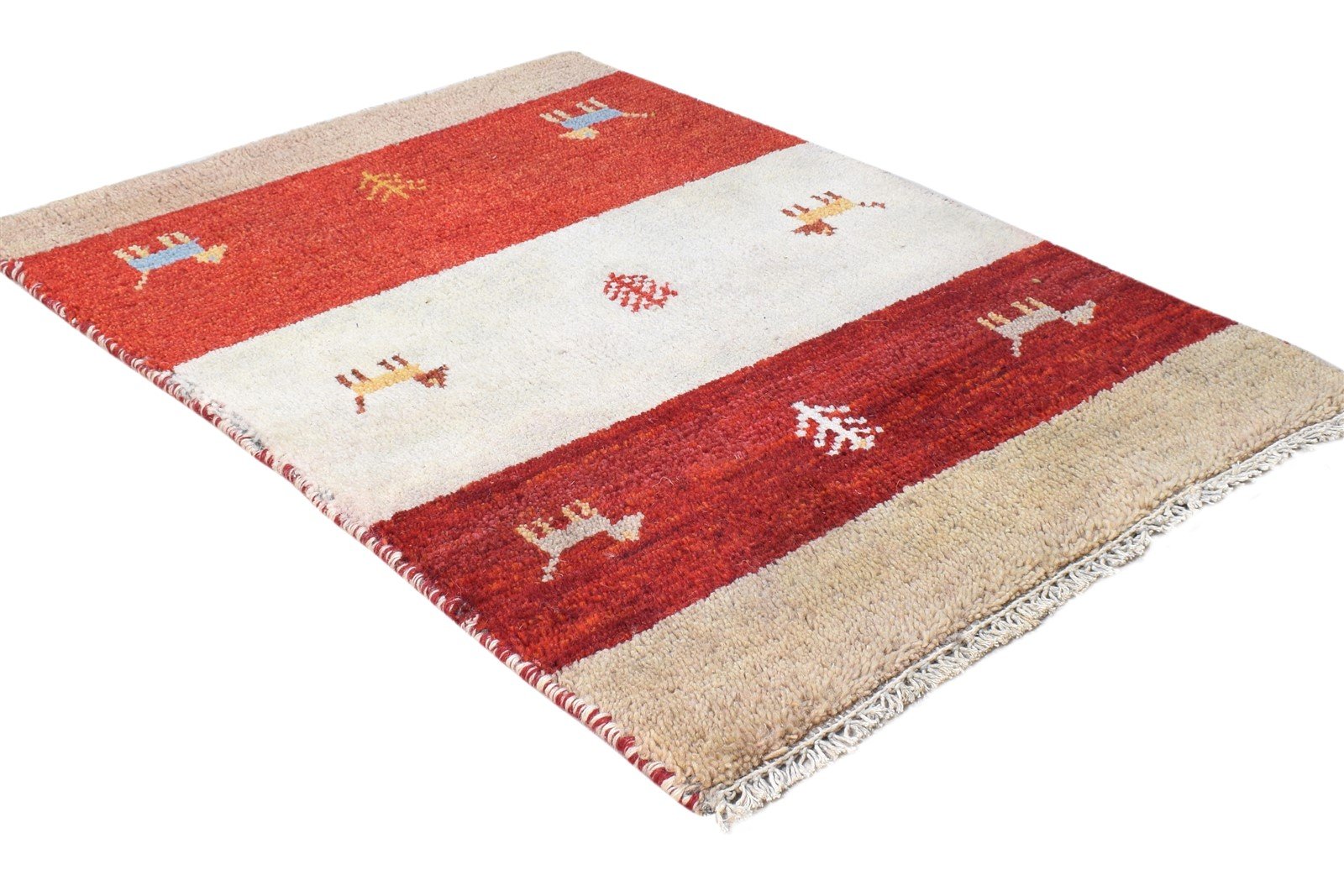 Ivory Wool Rug 2' X 3' Southwestern Hand Knotted American Tribal Small Carpet 7865061671061