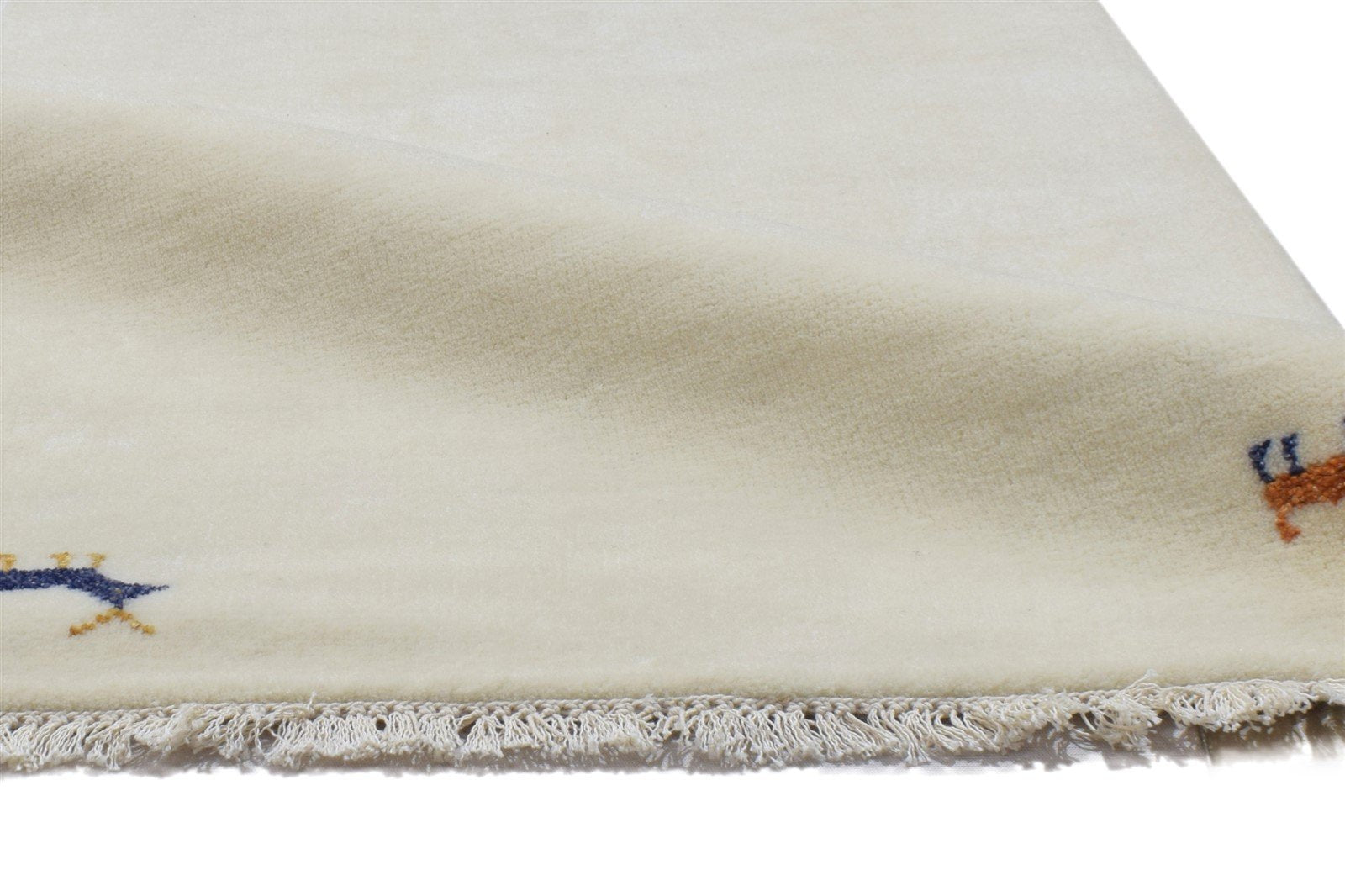 Ivory Wool Rug 2' X 5' Persian Hand Knotted Gabbeh Southwestern Small Carpet 7864199938197