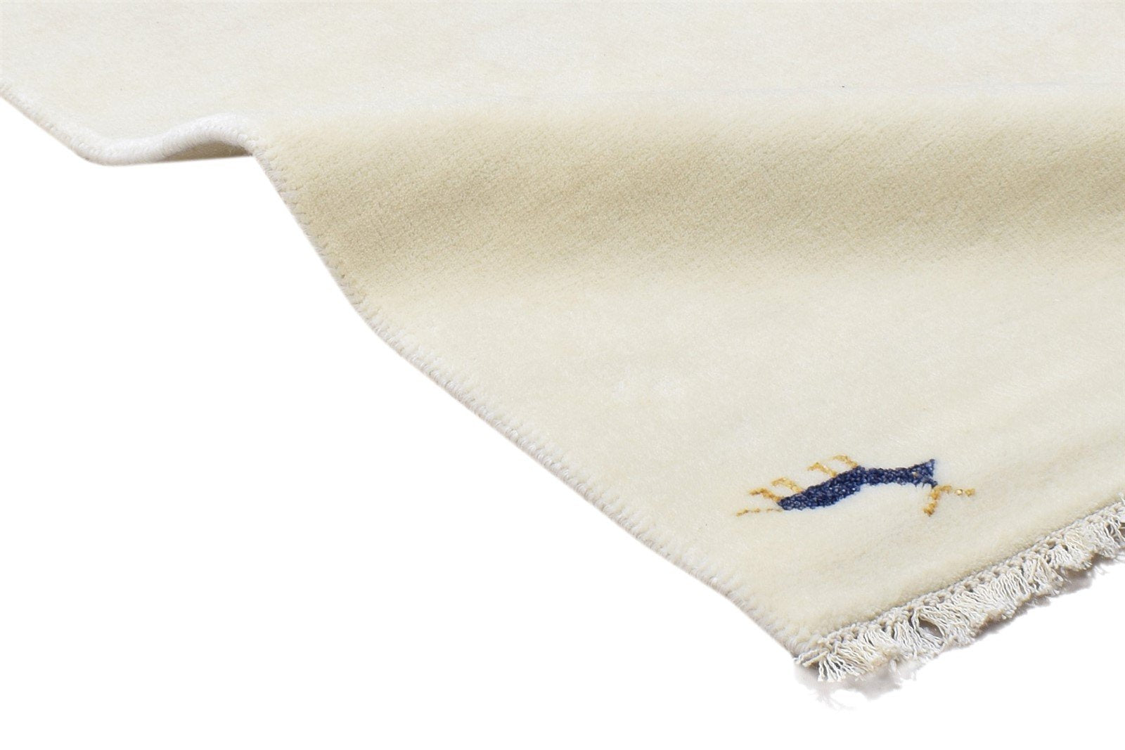 Ivory Wool Rug 2' X 5' Persian Hand Knotted Gabbeh Southwestern Small Carpet 7864199938197