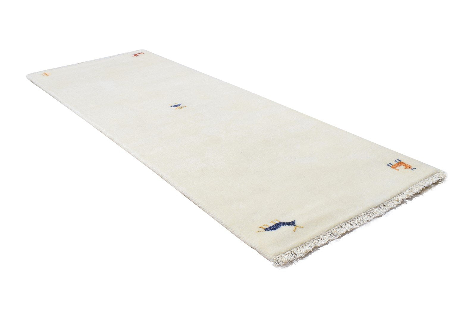 Ivory Wool Rug 2' X 5' Persian Hand Knotted Gabbeh Southwestern Small Carpet 7864199938197