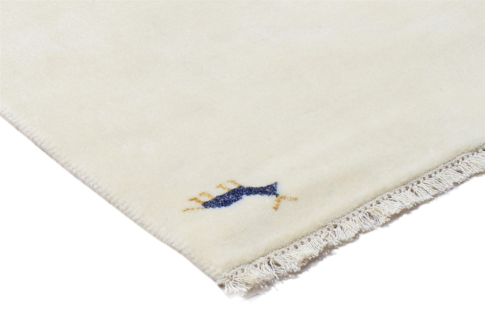 Ivory Wool Rug 2' X 5' Persian Hand Knotted Gabbeh Southwestern Small Carpet 7864199938197