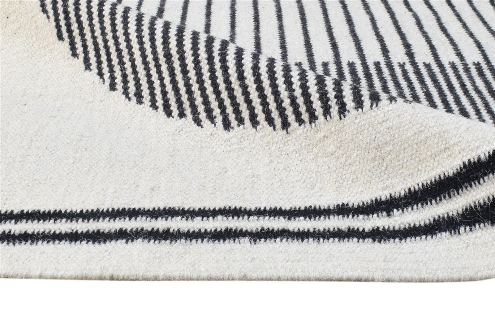 Ivory Wool Rug 4' X 5' Modern Dhurrie Scandinavian Abstract Room Size Carpet 7865139822741