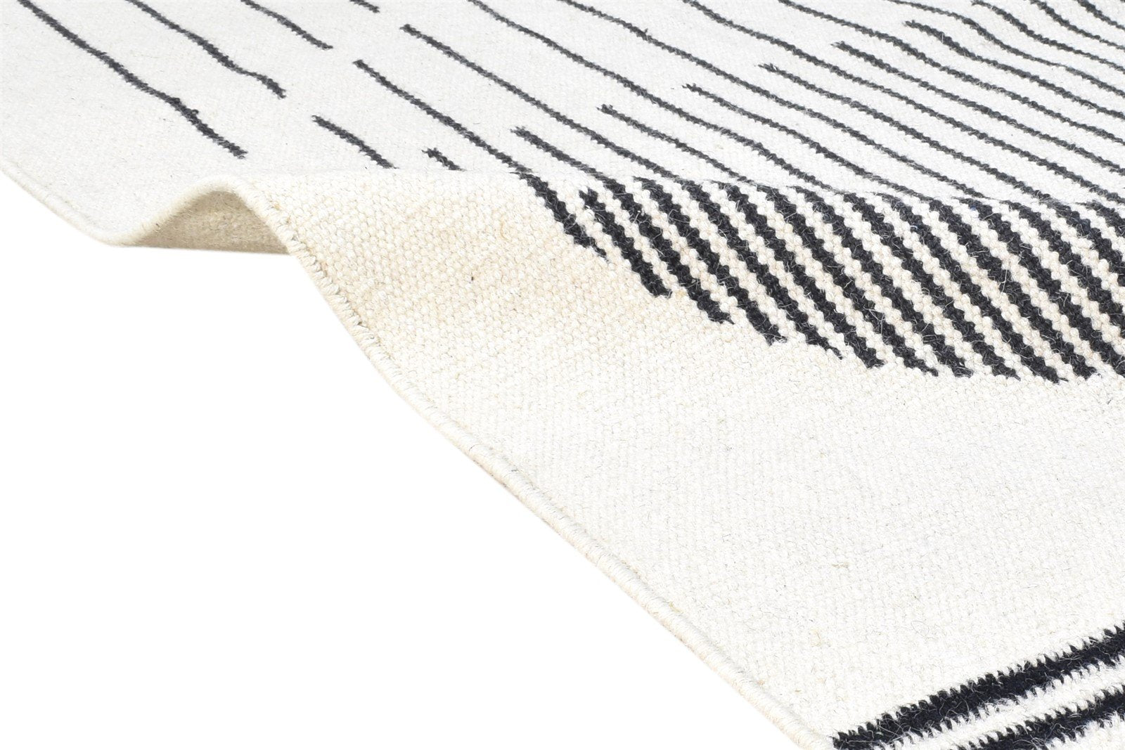 Ivory Wool Rug 4' X 5' Modern Dhurrie Scandinavian Abstract Room Size Carpet 7865139822741
