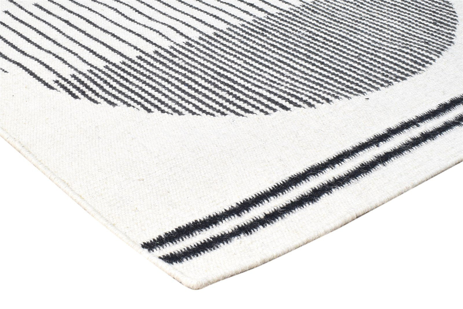 Ivory Wool Rug 4' X 5' Modern Dhurrie Scandinavian Abstract Room Size Carpet 7865139822741