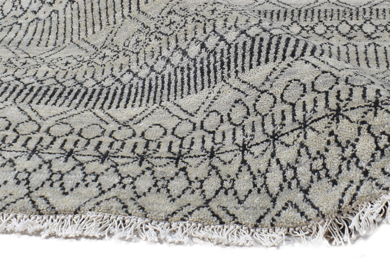Ivory Wool Rug 4' X 6' Modern Hand Knotted Scandinavian Striped Room Size Carpet 7864997970069