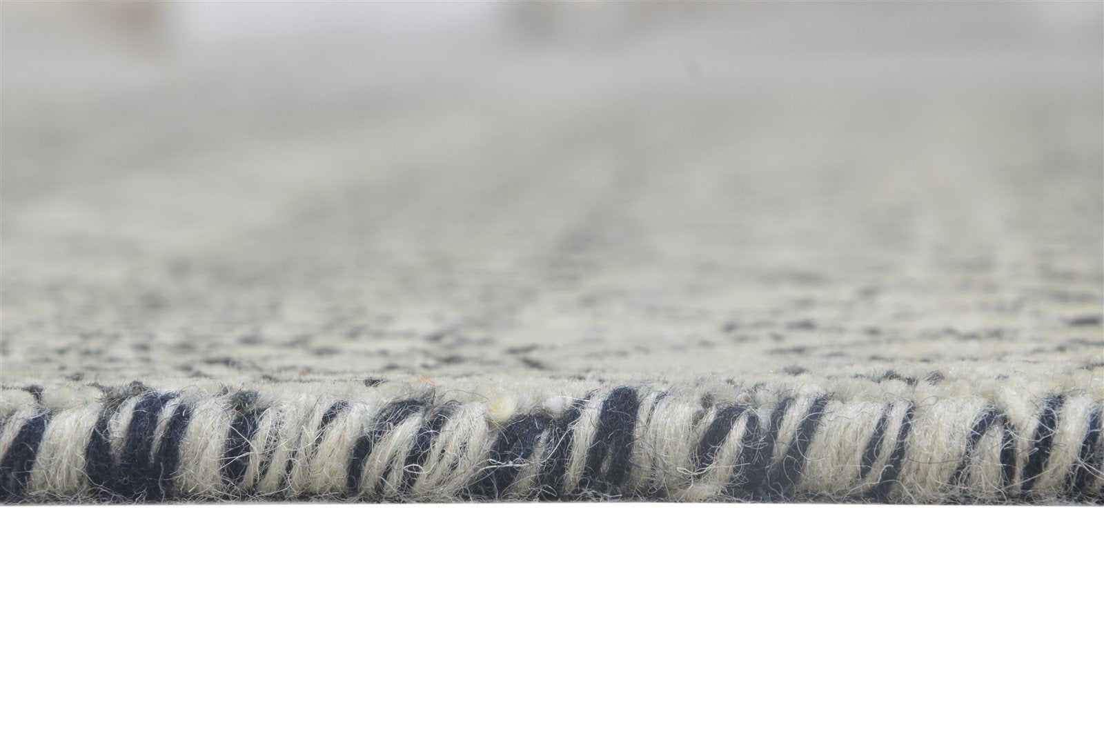 Ivory Wool Rug 4' X 6' Modern Hand Knotted Scandinavian Striped Room Size Carpet 7864997970069