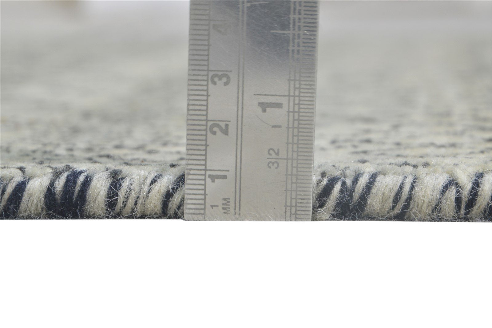 Ivory Wool Rug 4' X 6' Modern Hand Knotted Scandinavian Striped Room Size Carpet 7864997970069
