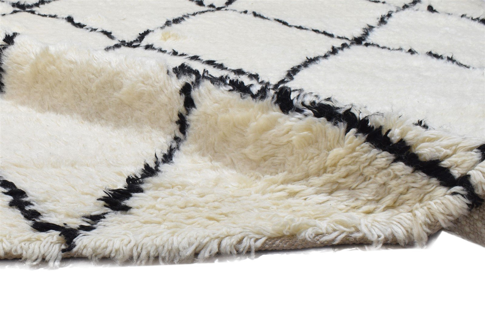 Ivory Wool Rug 5' X 6' Modern Hand Woven Moroccan Diamond Room Size Carpet 7864151474325