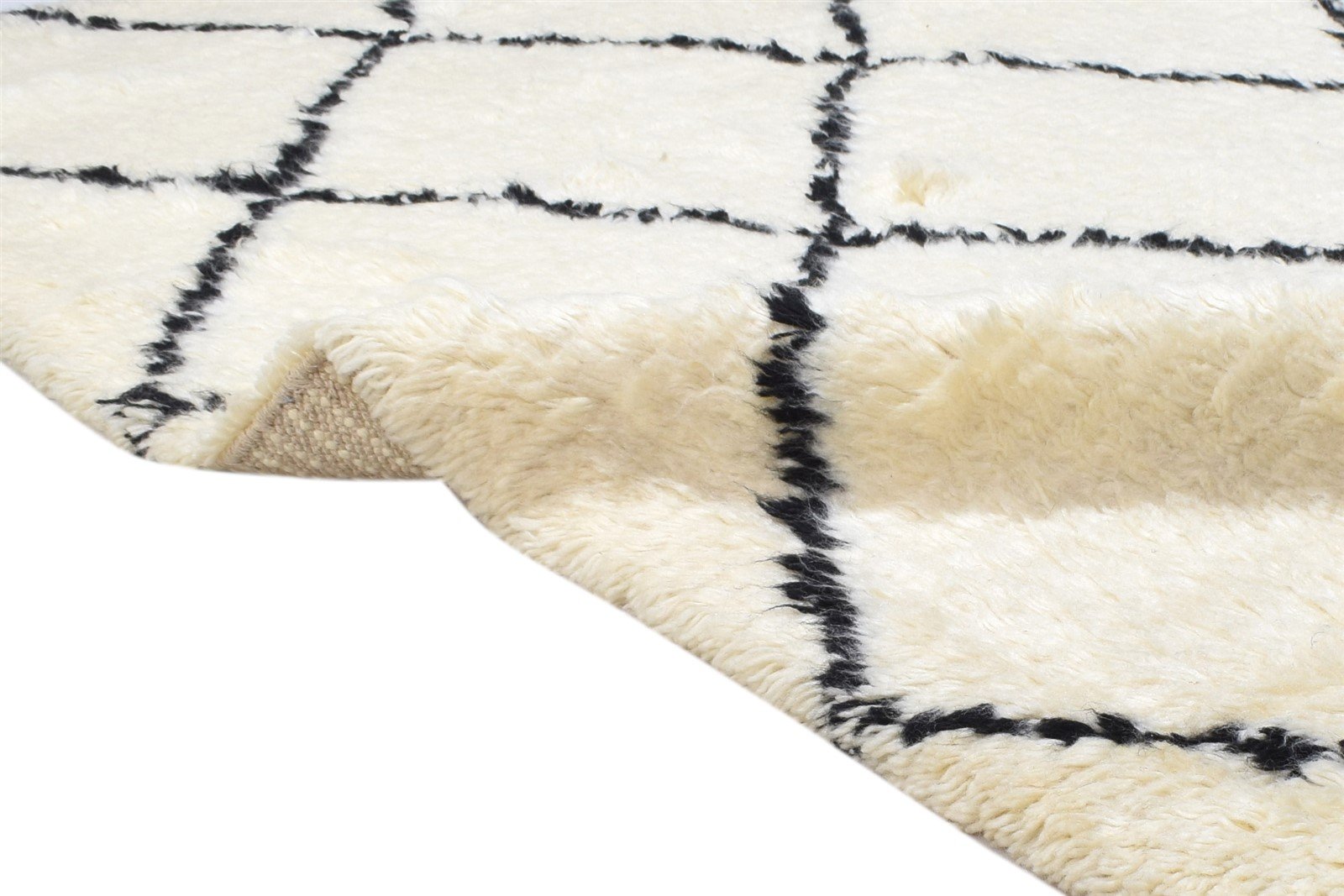 Ivory Wool Rug 5' X 6' Modern Hand Woven Moroccan Diamond Room Size Carpet 7864151474325
