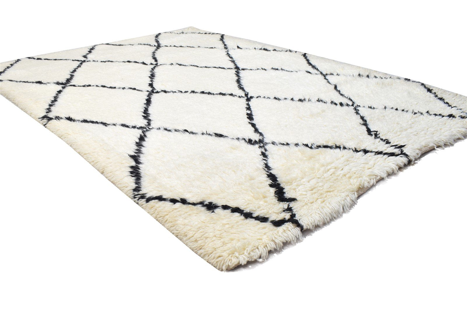 Ivory Wool Rug 5' X 6' Modern Hand Woven Moroccan Diamond Room Size Carpet 7864151474325