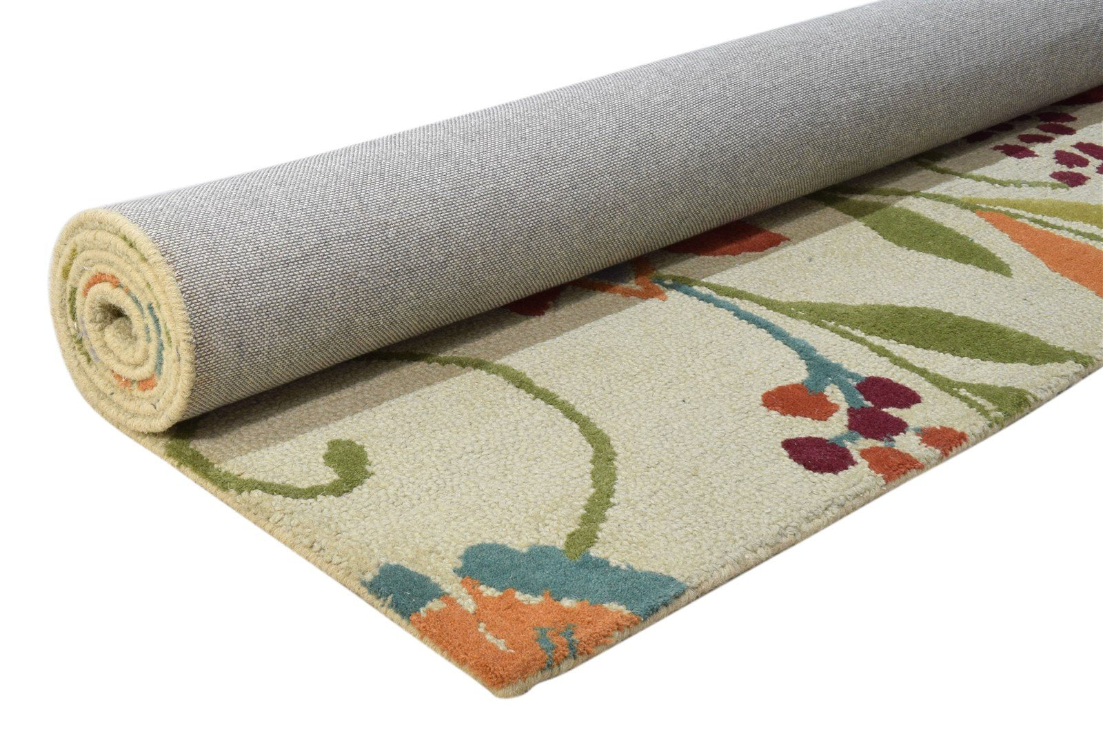 Ivory Wool Rug 5' X 7' Modern Hand Tufted French Floral Room Size Carpet 7860687175829