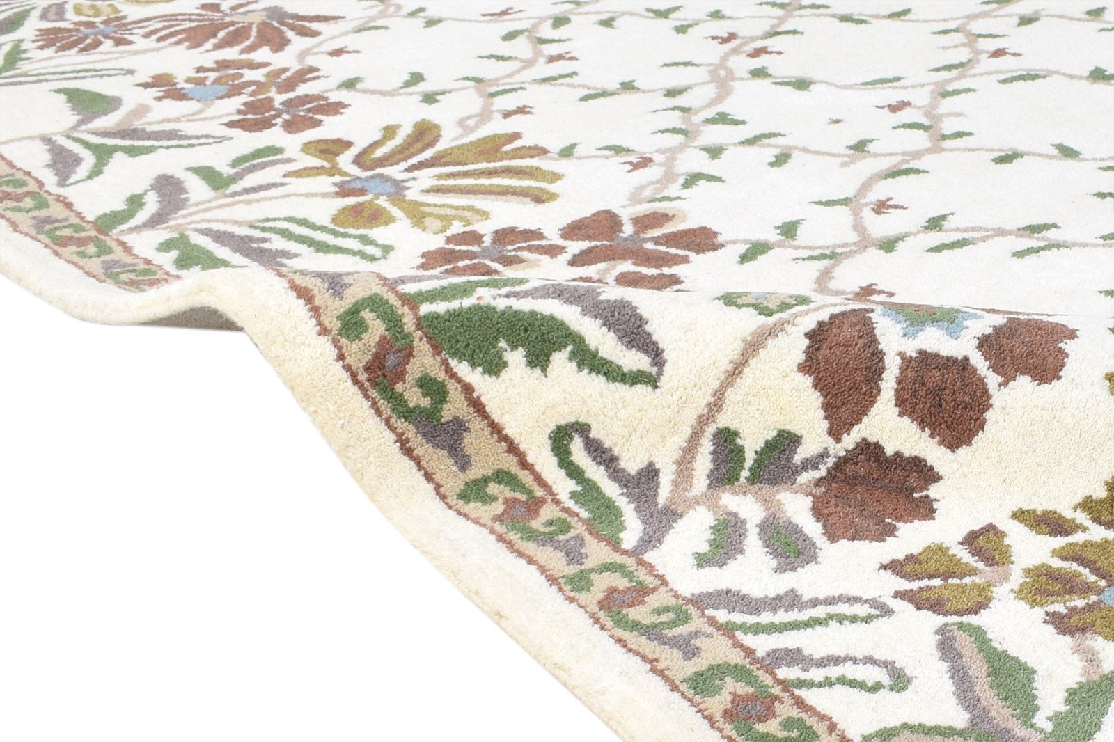 Ivory Wool Rug 5' X 7' Modern Hand Tufted French Floral Room Size Carpet 7864995578005