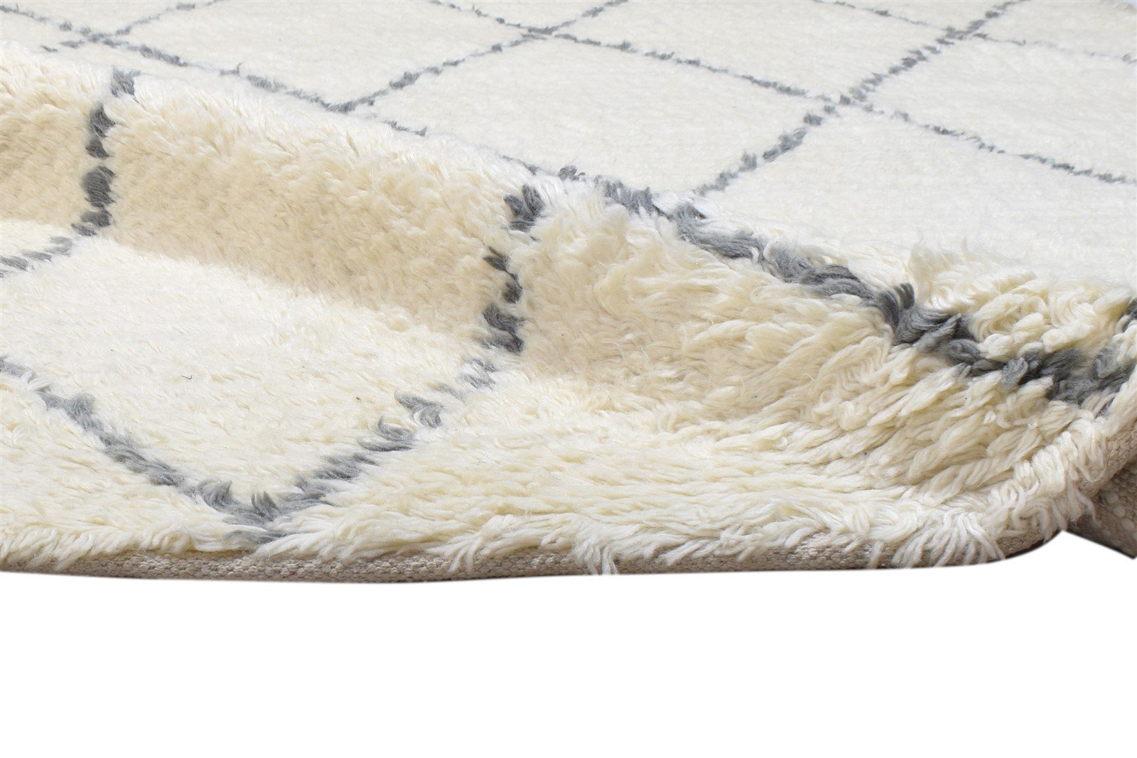 Ivory Wool Rug 5' X 7' Modern Hand Woven Moroccan Diamond Room Size Carpet 7864151212181