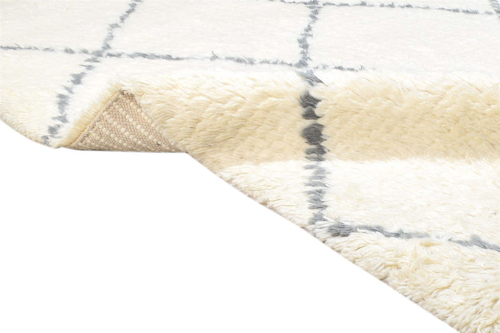 Ivory Wool Rug 5' X 7' Modern Hand Woven Moroccan Diamond Room Size Carpet 7864151212181