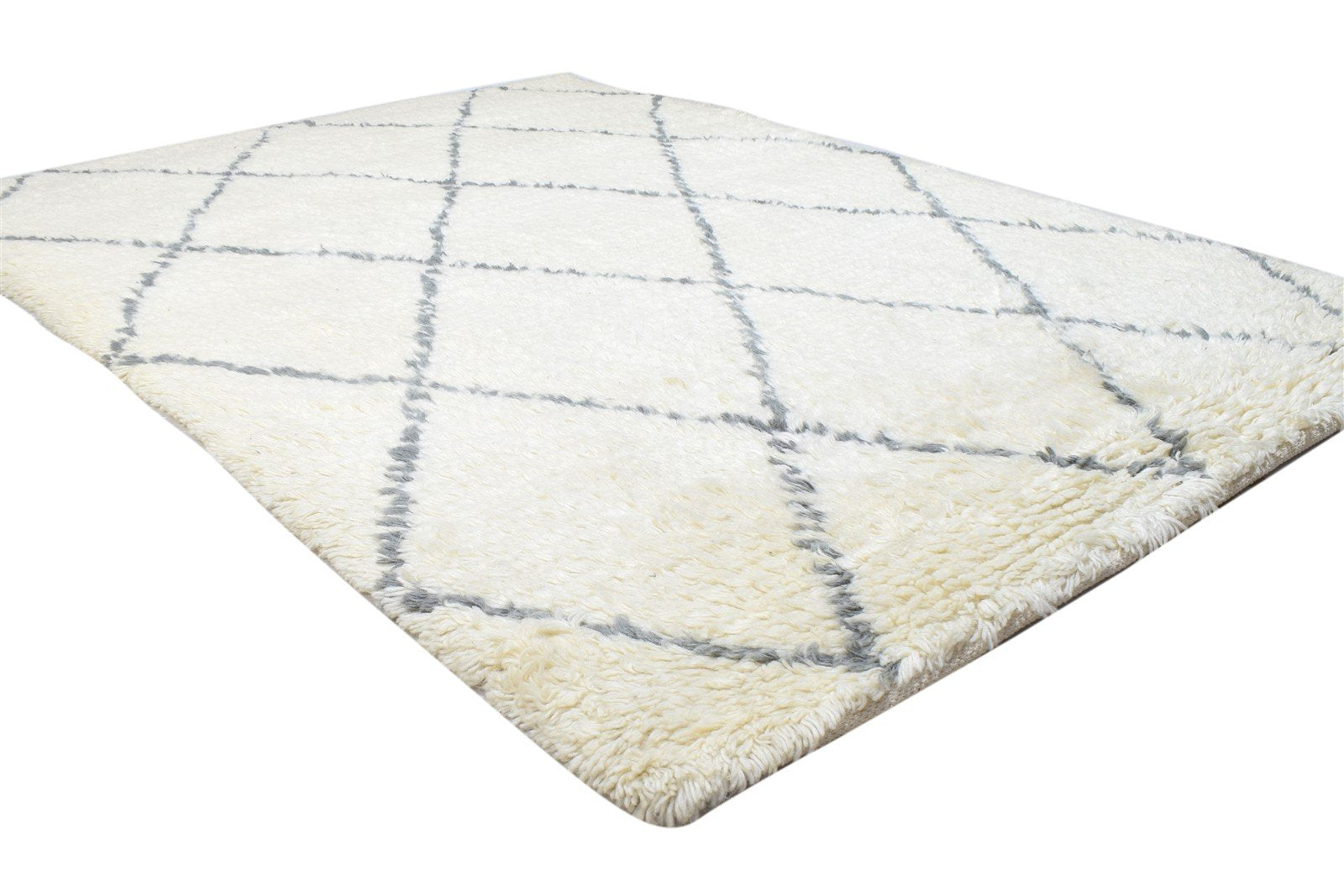 Ivory Wool Rug 5' X 7' Modern Hand Woven Moroccan Diamond Room Size Carpet 7864151212181