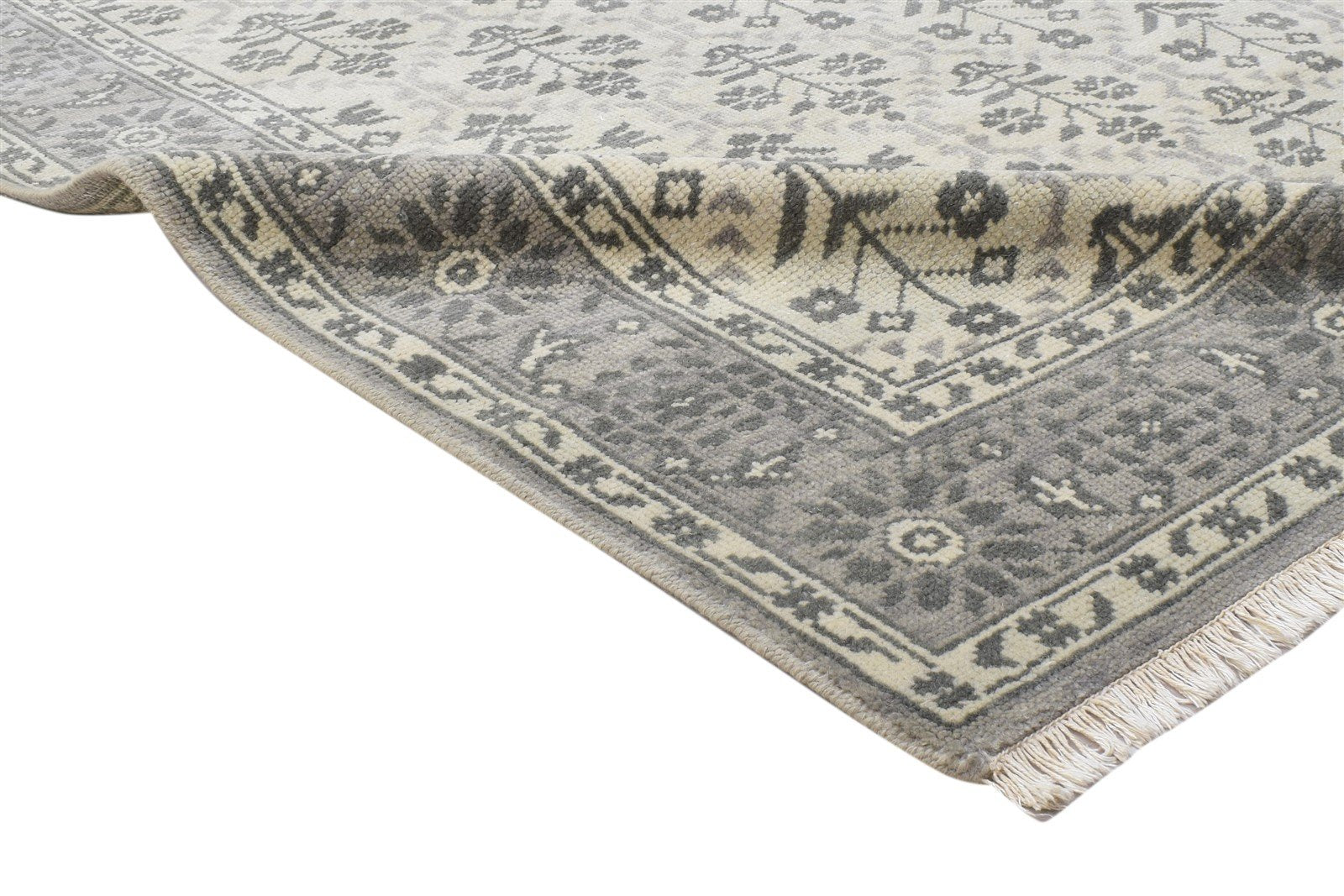 Ivory Wool Rug 5' X 8' Persian Hand Knotted Kashan Oriental Room Size Carpet 7864088658069