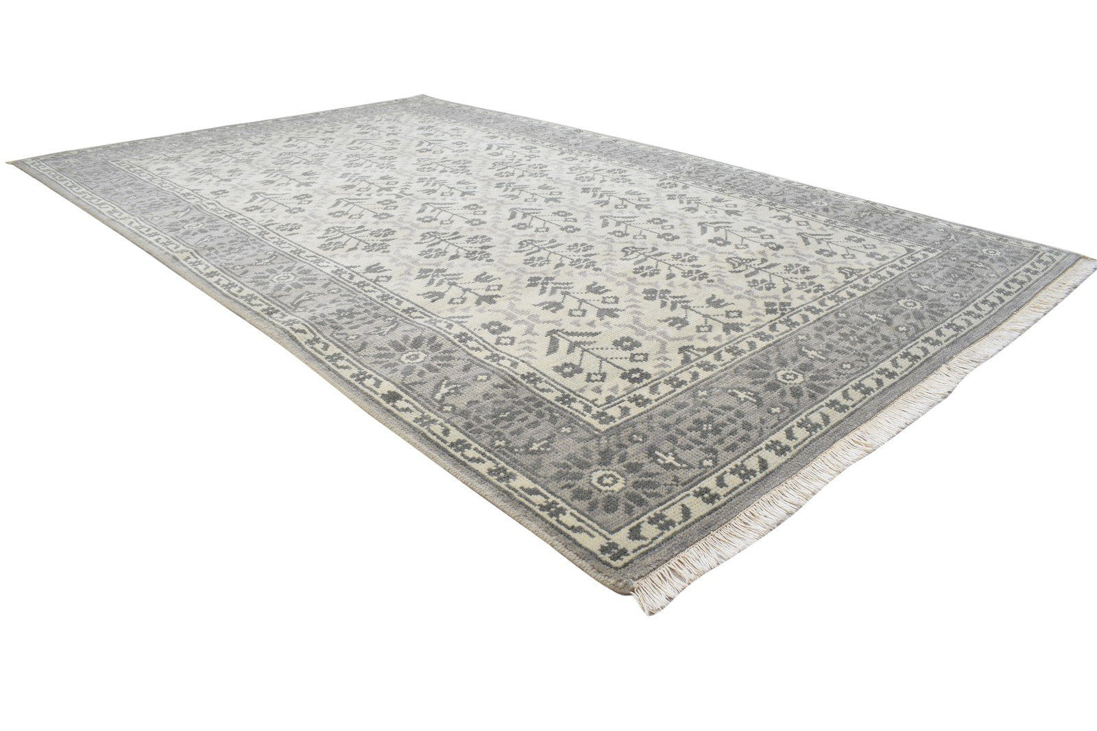 Ivory Wool Rug 5' X 8' Persian Hand Knotted Kashan Oriental Room Size Carpet 7864088658069