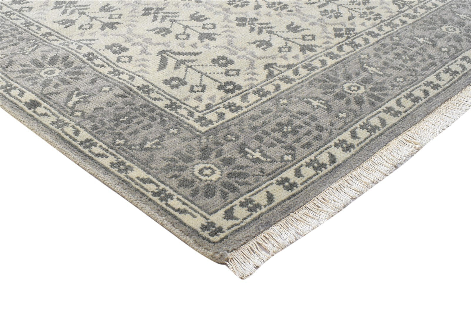 Ivory Wool Rug 5' X 8' Persian Hand Knotted Kashan Oriental Room Size Carpet 7864088658069