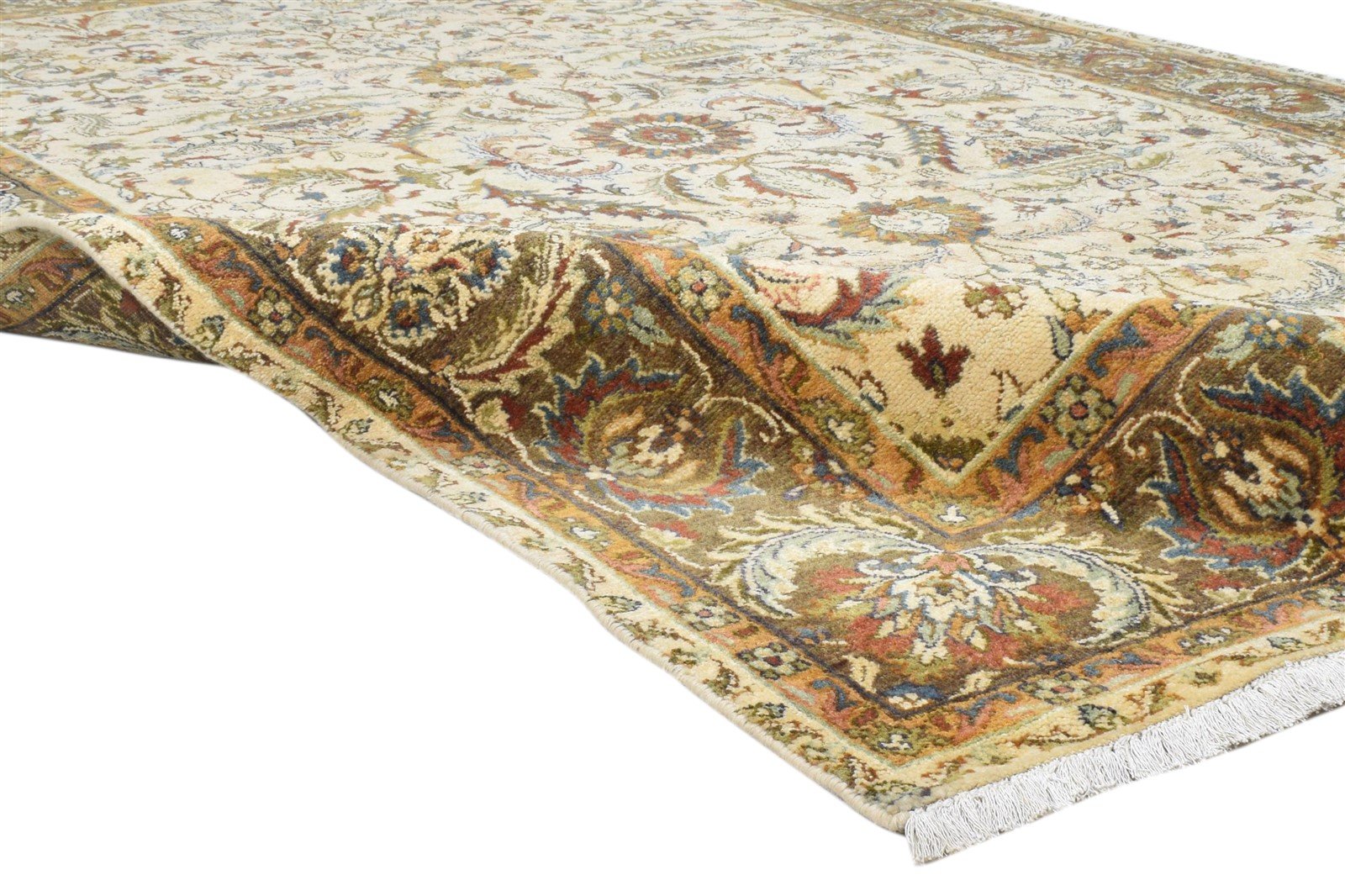 Ivory Wool Rug 6' X 9' Persian Hand Knotted Kashan Oriental Room Size Carpet 7860693893269