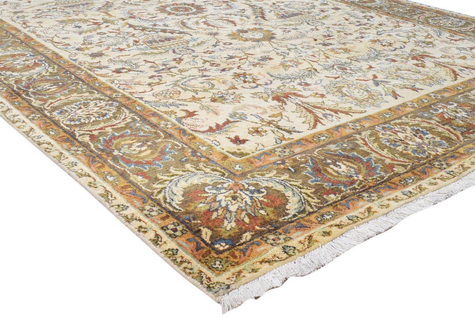 Ivory Wool Rug 6' X 9' Persian Hand Knotted Kashan Oriental Room Size Carpet 7860693893269
