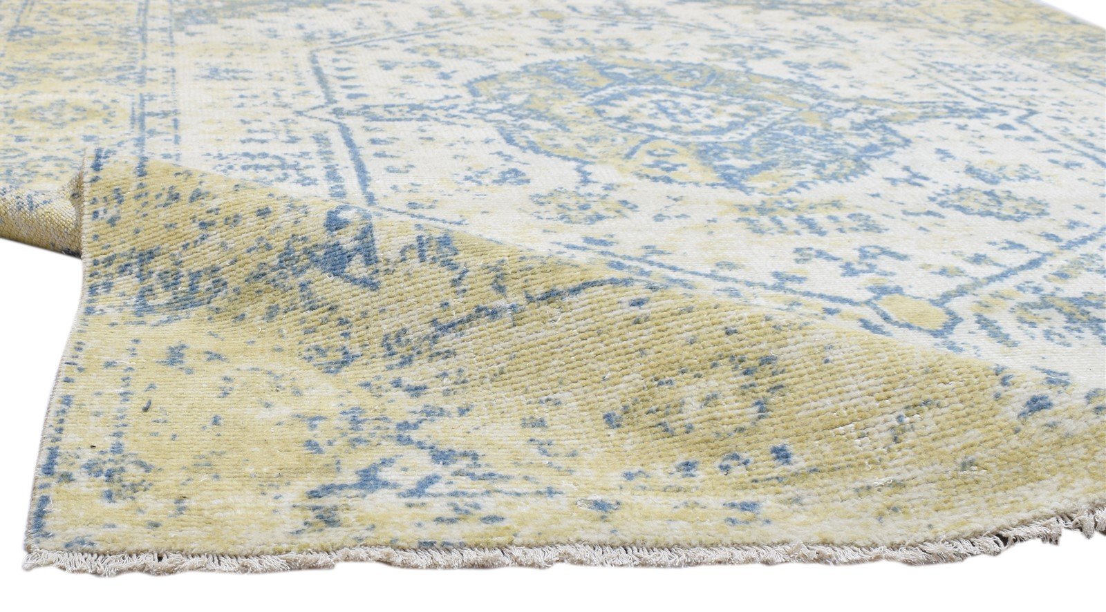 Ivory Wool Rug 6' X 9' Persian Hand Knotted Nain Distressed Room Size Carpet 7864082202773