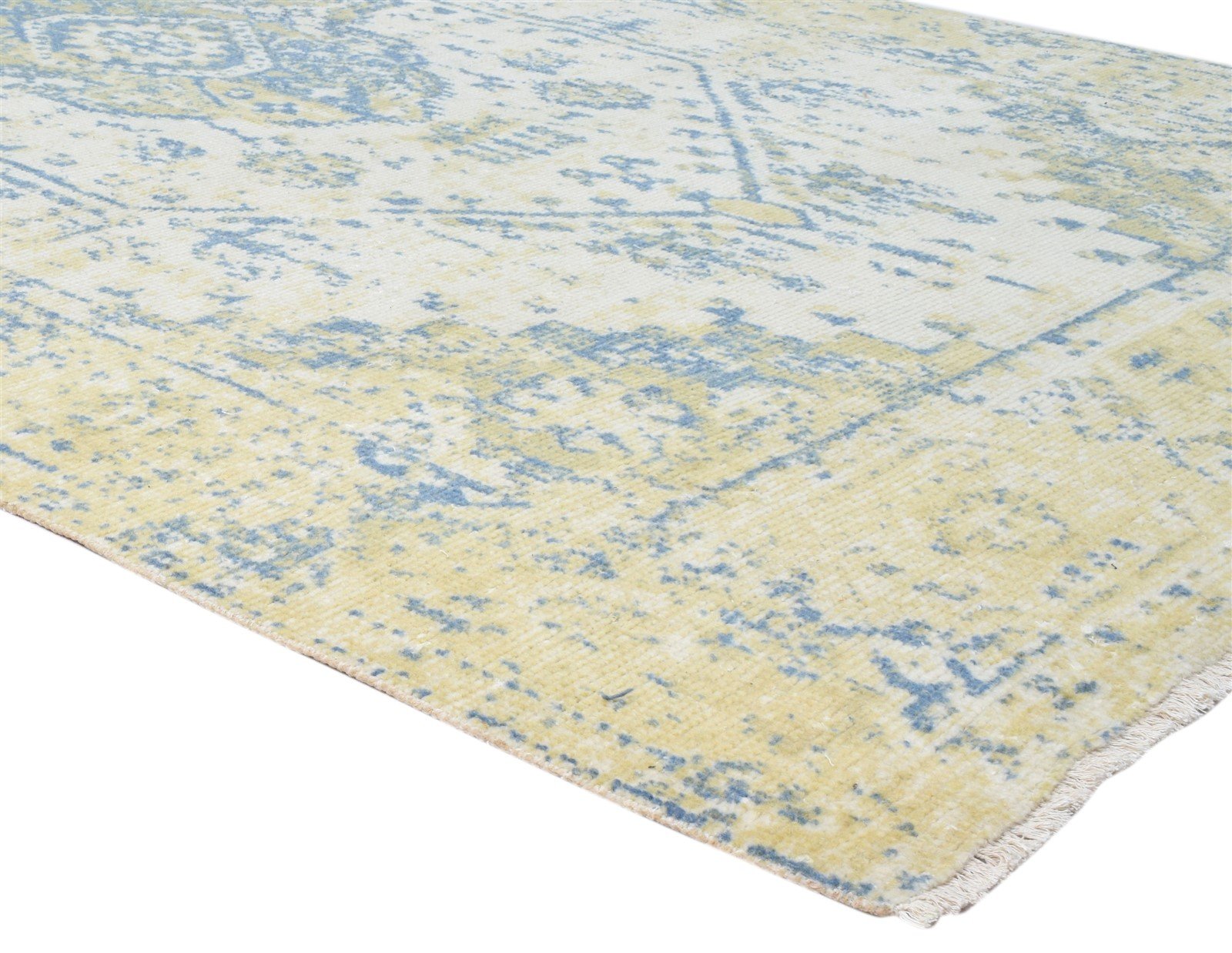 Ivory Wool Rug 6' X 9' Persian Hand Knotted Nain Distressed Room Size Carpet 7864082202773