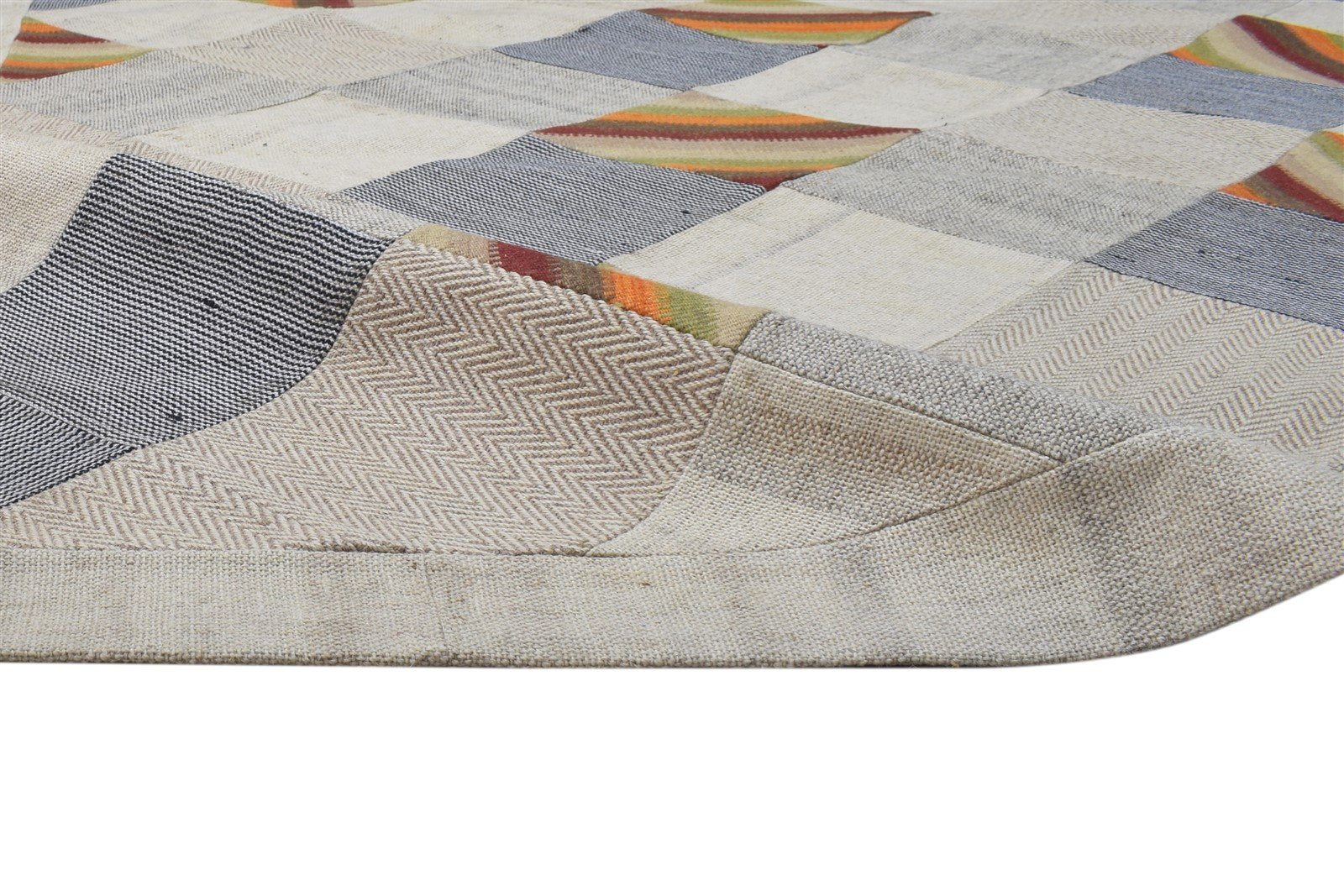 Ivory Wool Rug 8' X 10' Modern Hand Tufted Scandinavian Geometric Large Carpet 7864109465749