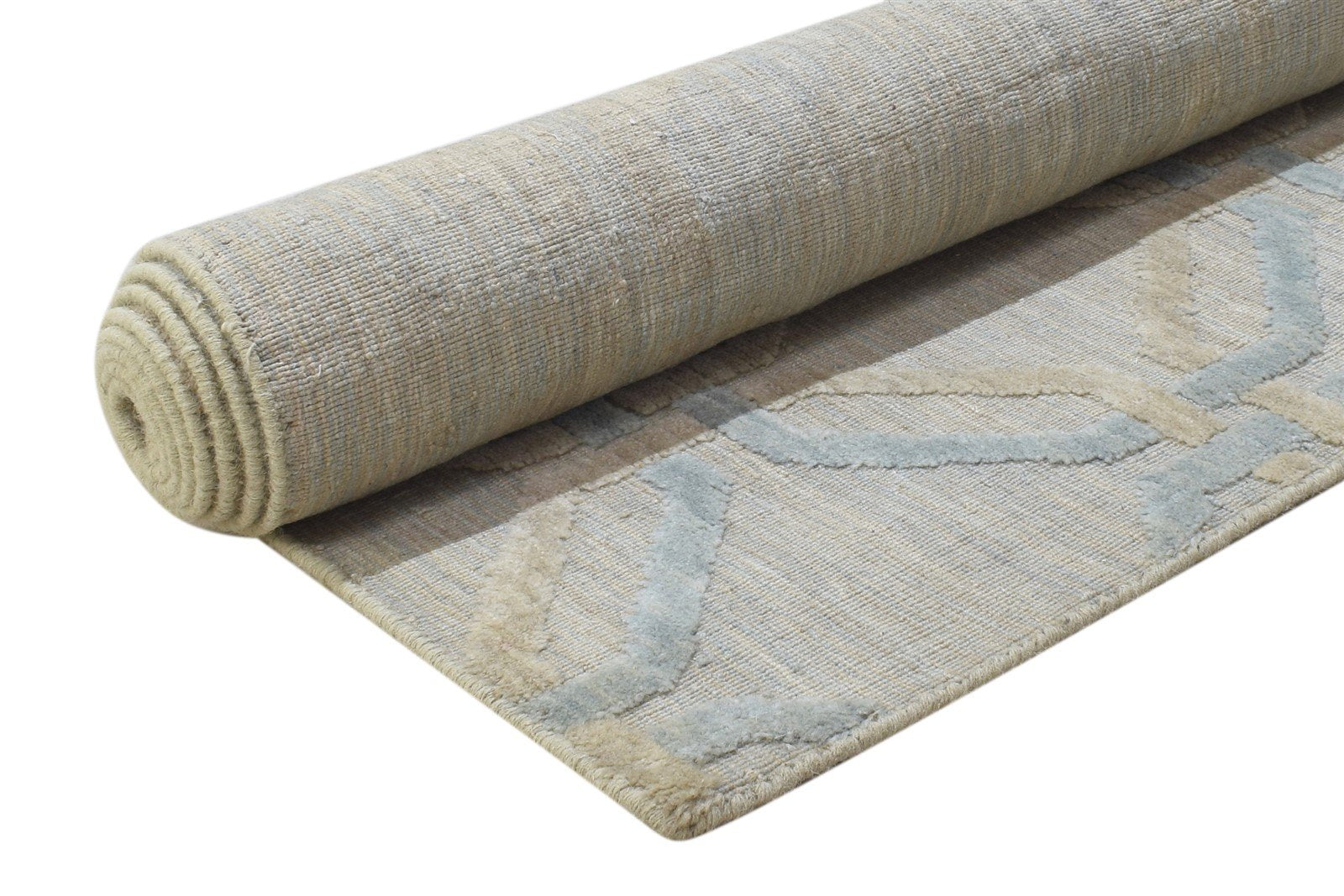 Jacquard Loom Beige Wool Silk Rug 5X8 Modern Moroccan Trellis Room Size Carpet 7864329273493