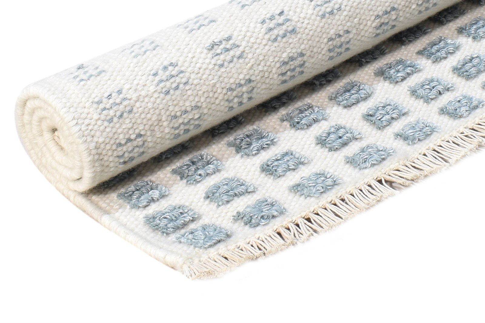 Jacquard Loom Cream New Zealand Wool Rug 2X3 Modern Scandinavian Abstract Small 7865104662677