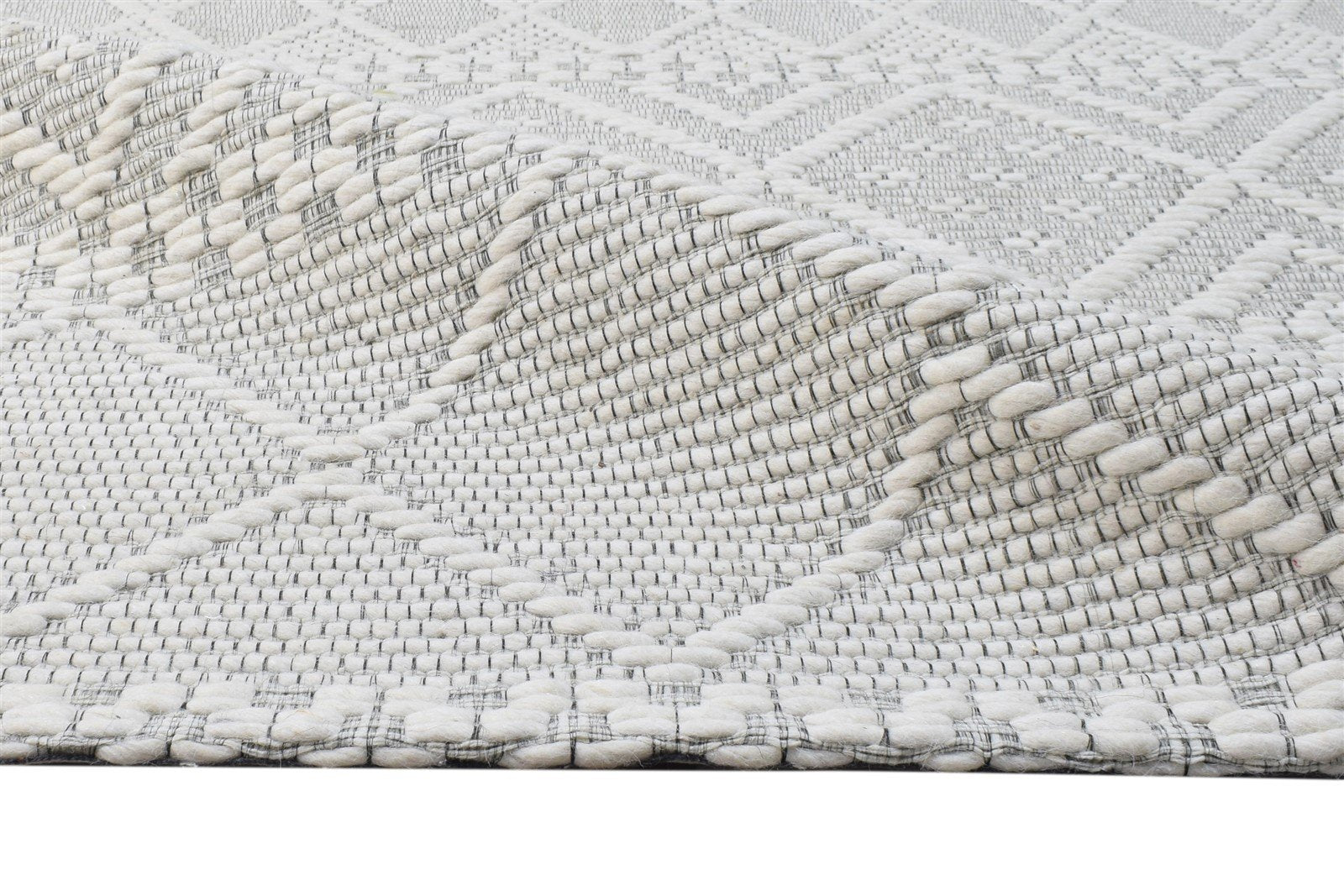 Jacquard Loom Cream Wool Rug 5' X 8' Modern Scandinavian Nordic Room Size Carpet 7864585814165