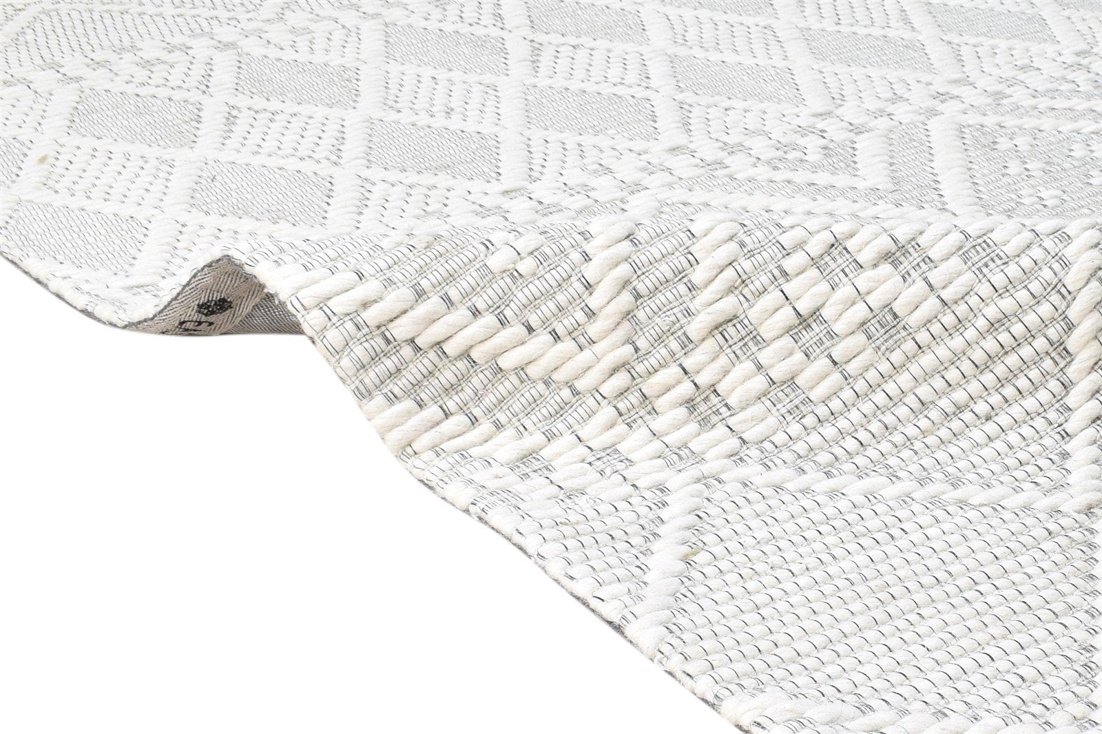 Jacquard Loom Cream Wool Rug 5' X 8' Modern Scandinavian Nordic Room Size Carpet 7864585814165