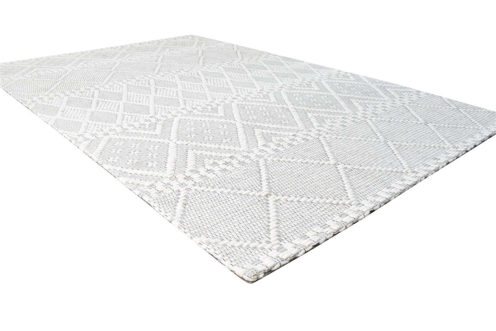 Jacquard Loom Cream Wool Rug 5' X 8' Modern Scandinavian Nordic Room Size Carpet 7864585814165
