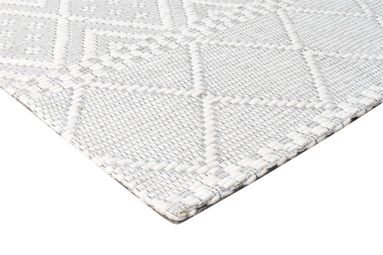 Jacquard Loom Cream Wool Rug 5' X 8' Modern Scandinavian Nordic Room Size Carpet 7864585814165