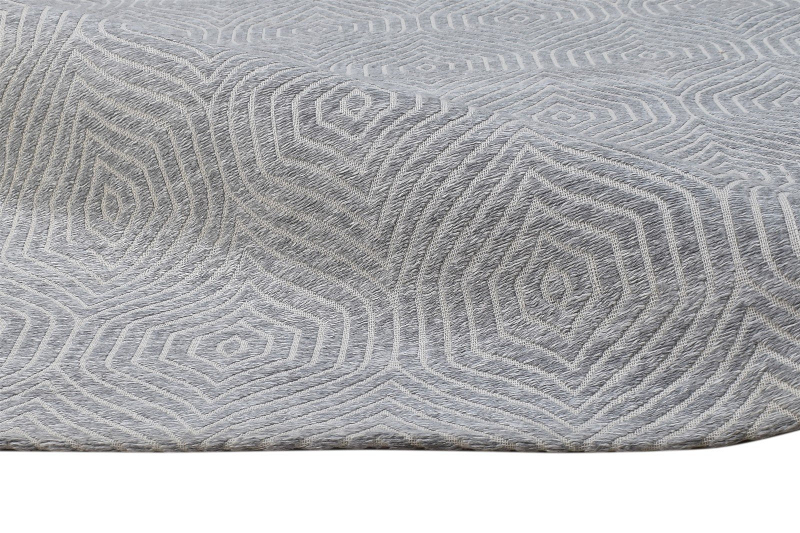 Jacquard Loom Dark Grey Silk Rug 5X8 Modern Scandinavian Honeycomb Room Size 7864459034773