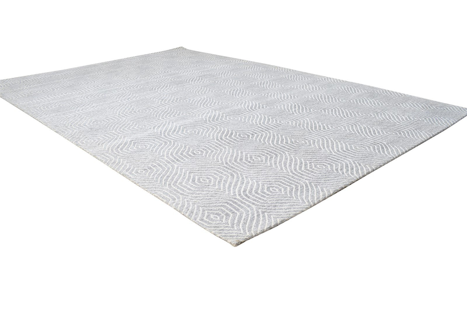 Jacquard Loom Dark Grey Silk Rug 5X8 Modern Scandinavian Honeycomb Room Size 7864459034773