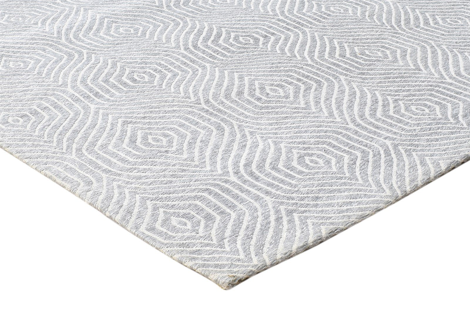 Jacquard Loom Dark Grey Silk Rug 5X8 Modern Scandinavian Honeycomb Room Size 7864459034773